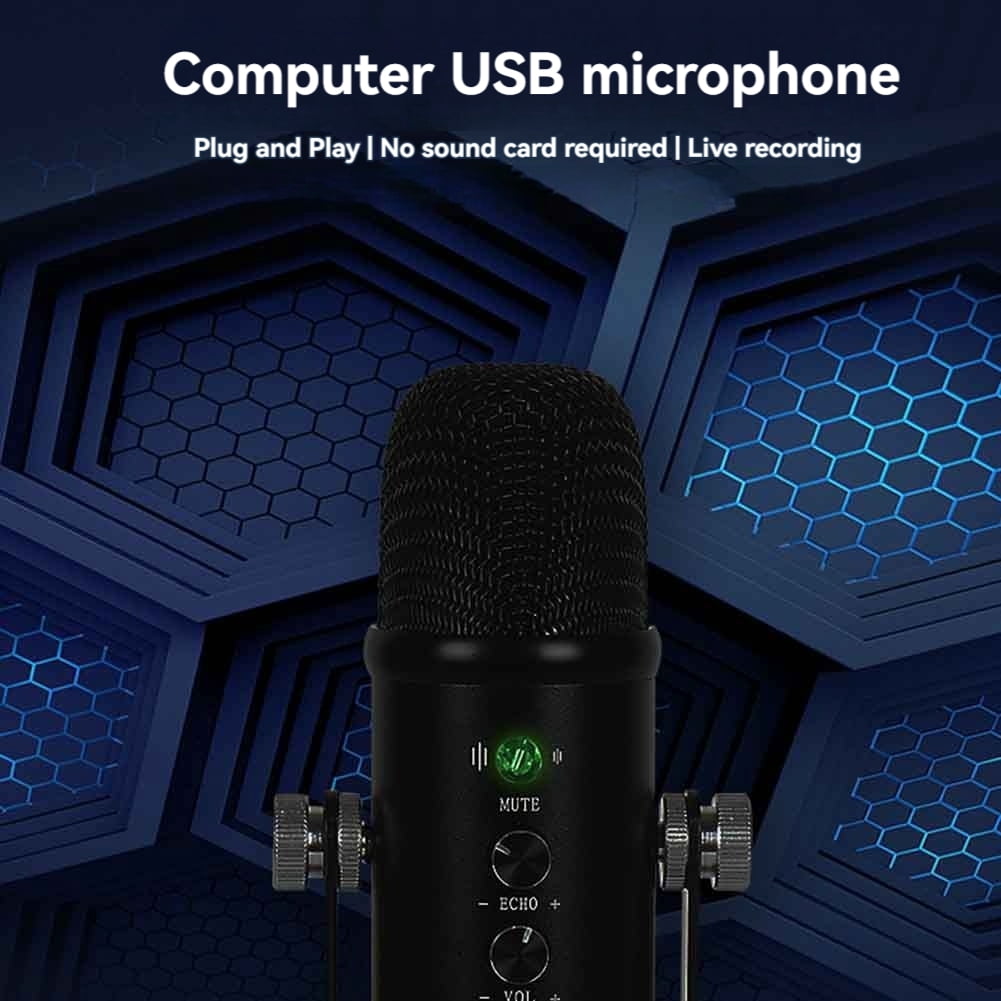 USB Microphone Professional Plug Play Studio Microphone with Stand for Gaming Online Chatting Videos Voice Streaming A