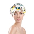 thumbnail image 3 of Kdxio Cartoon Monster Trucks Print Shower Cap for Women,Elastic and Reusable,Double Waterproof Layers Bathing Hat, 3 of 9