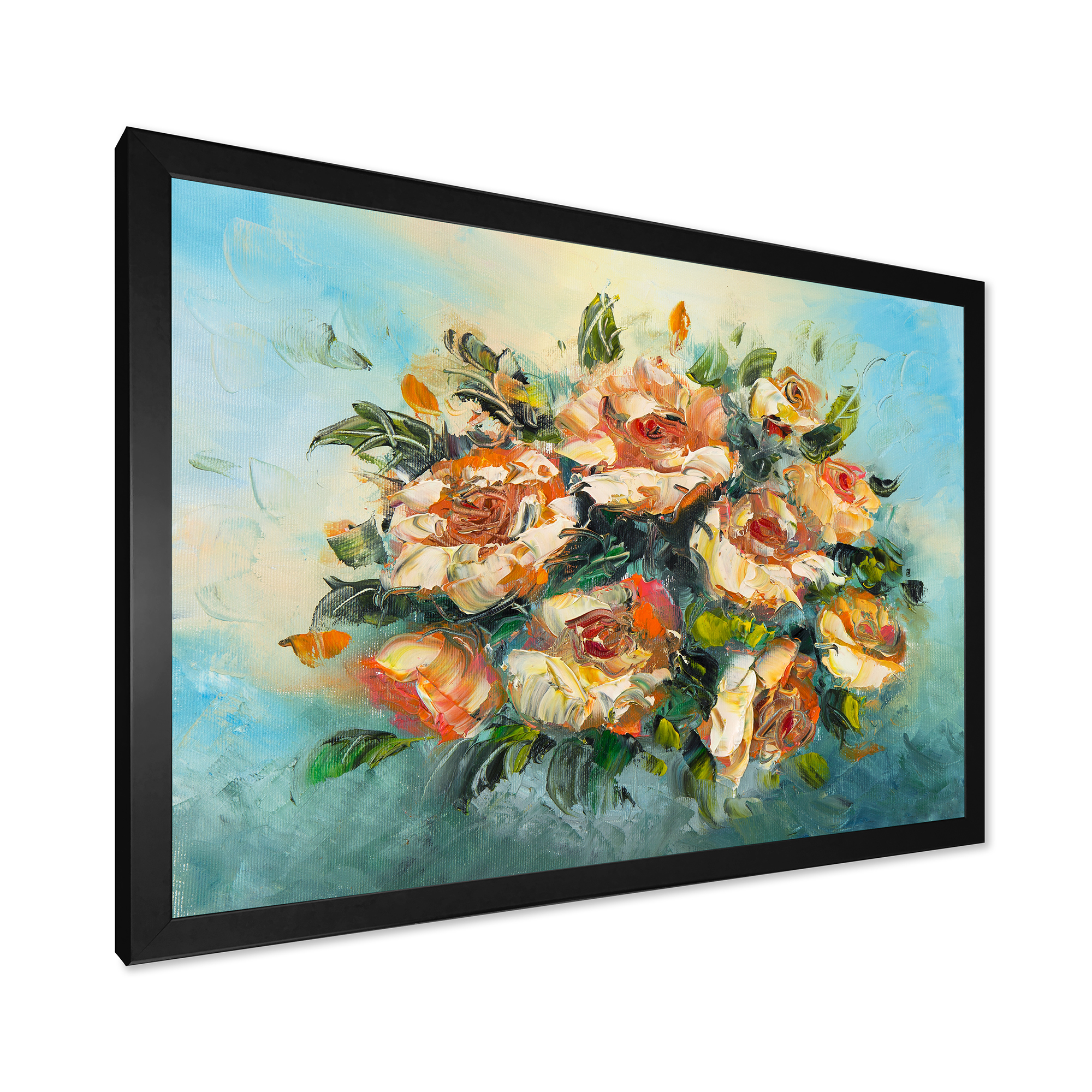 Designart 'Ancient Flowers Bouquet Of Dark Pink Flowers' Traditional Framed Art Print
