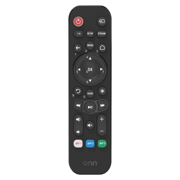onn. Universal 3-Device Remote, Black, Compatible for TV, Streaming, Soundbar