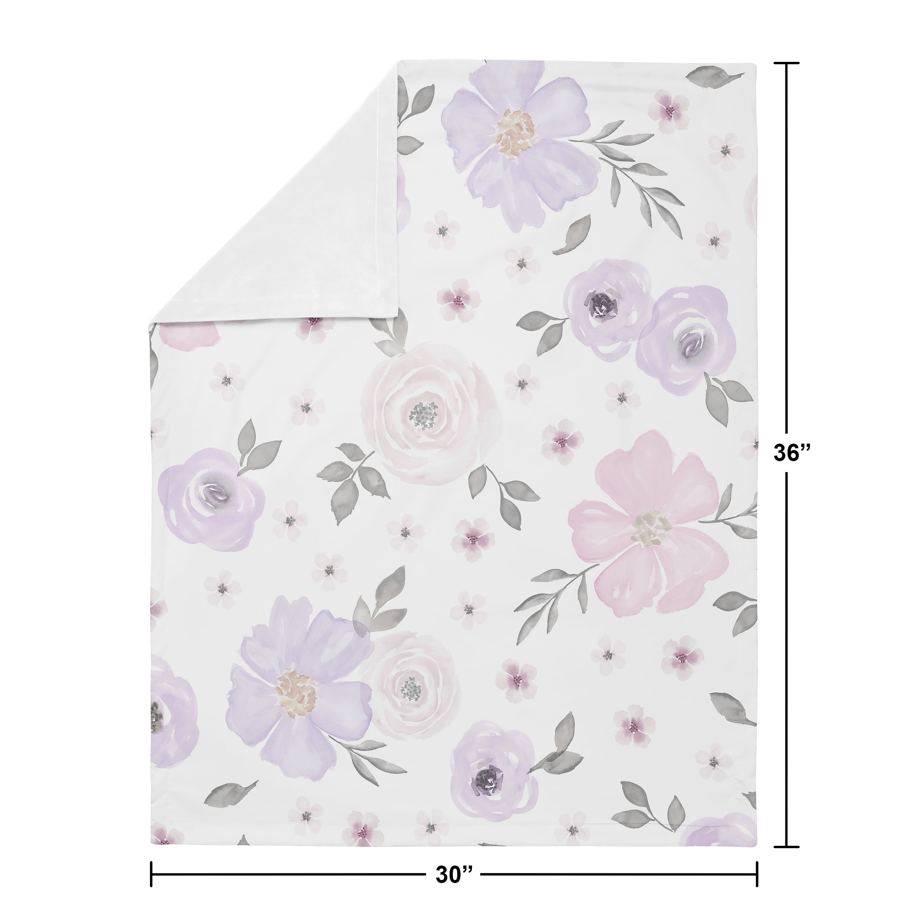 Sweet Jojo Designs Watercolor Floral Purple Pink and Grey Baby Security Blanket