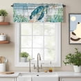 thumbnail image 2 of Ocean Turtle Valance Curtain Coral Starfish Vintage Wood Texture Window Valances Rod Pocket Short Curtains Window Treatments for Kitchen Bedroom Bathroom Laundry 42" x 12", 2 of 9