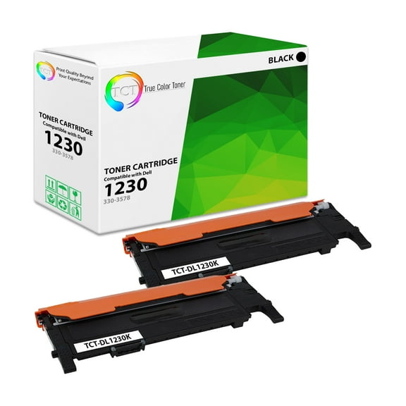 TCT 1230 Black Toner Cartridge 2 Pack - Premium Compatible Replacement for Dell 330-3578 Black
