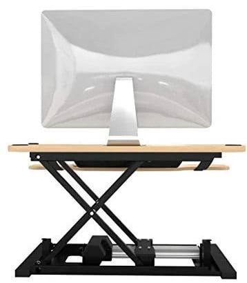 VersaDesk PowerPro Electric Standing Desk Converter with USB Port, Adjustable Wood & Steel Sit-Stand Workstation for Home & Office | Maple (48x24)