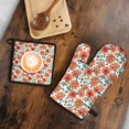 thumbnail image 5 of White Orange Sunflower Green Leaf Pattern Kitchen Oven Mitt and Pot Holder Sets 2 Pcs for Baking, Cooking and Grilling, Heat Resistant Up To 392 °F, 5 of 7