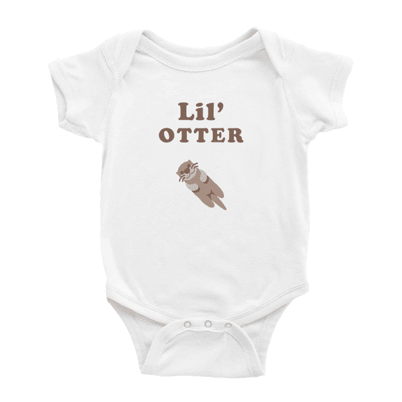 Cute Infant Romper Lil' Otter Animal Funny Boy & Gril Jumpsuit (White, 12-18 Months)