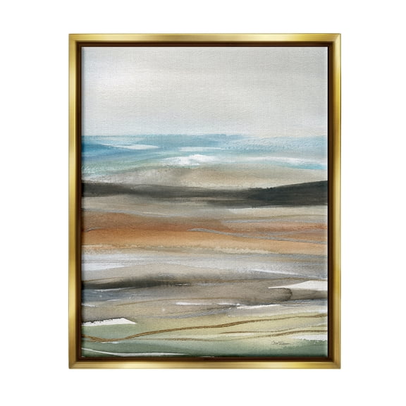 Stupell Industries Abstract Landscape Painting Abstract Painting Gold Floater Framed Art Print Wall Art