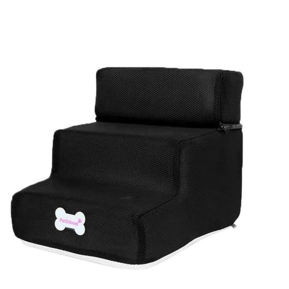 3-Step Dog Stairs - Removable Cover, Non- Mesh & Lightweight - Pet Ladder for Small Dogs