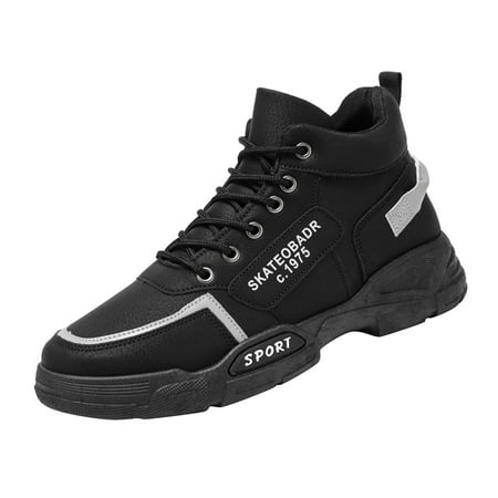 KELINFONG Men s Shoes Winter Snow Shoes Furry Lined Warm Work Casual Shoes Lace up Outdoor Sneakers