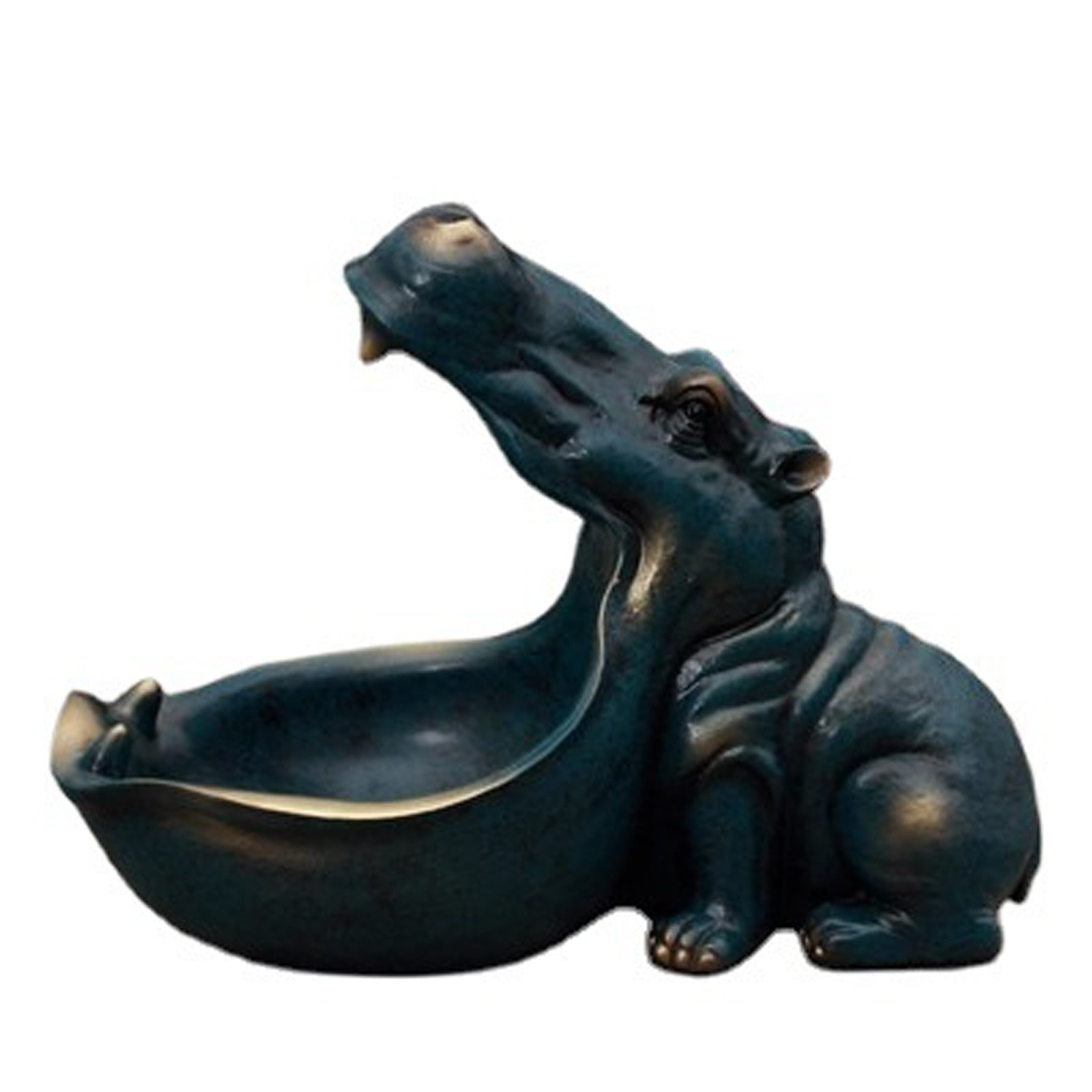 Hippo Statue Home Resin Hippo Figurine Fun Candy Dish Key Bowl Big