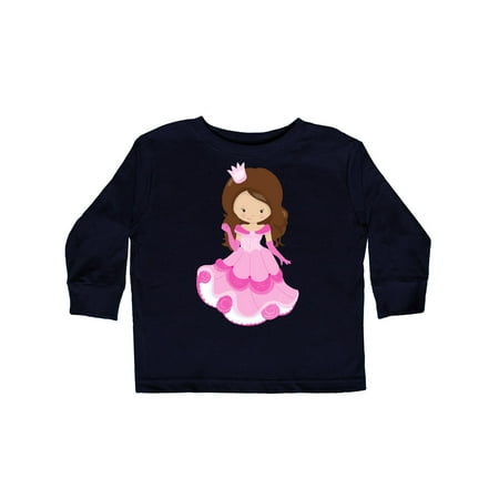 

Inktastic Cute Princess Princess In Pink Dress Brown Hair Gift Toddler Toddler Girl Long Sleeve T-Shirt