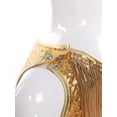 thumbnail image 5 of Hansber Girl's Jazz Hip Hop Dance Crop Top Long Sleeve Tassels Cold Shoulder Sequin Blouse Fringe Shirts Gold 12, 5 of 7