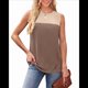 thumbnail image 2 of Camiseta Sin Mangas Informal de Verano con Cuello Redondo y Bloques de Color para Mujer, Color Marrón L, 2 of 8