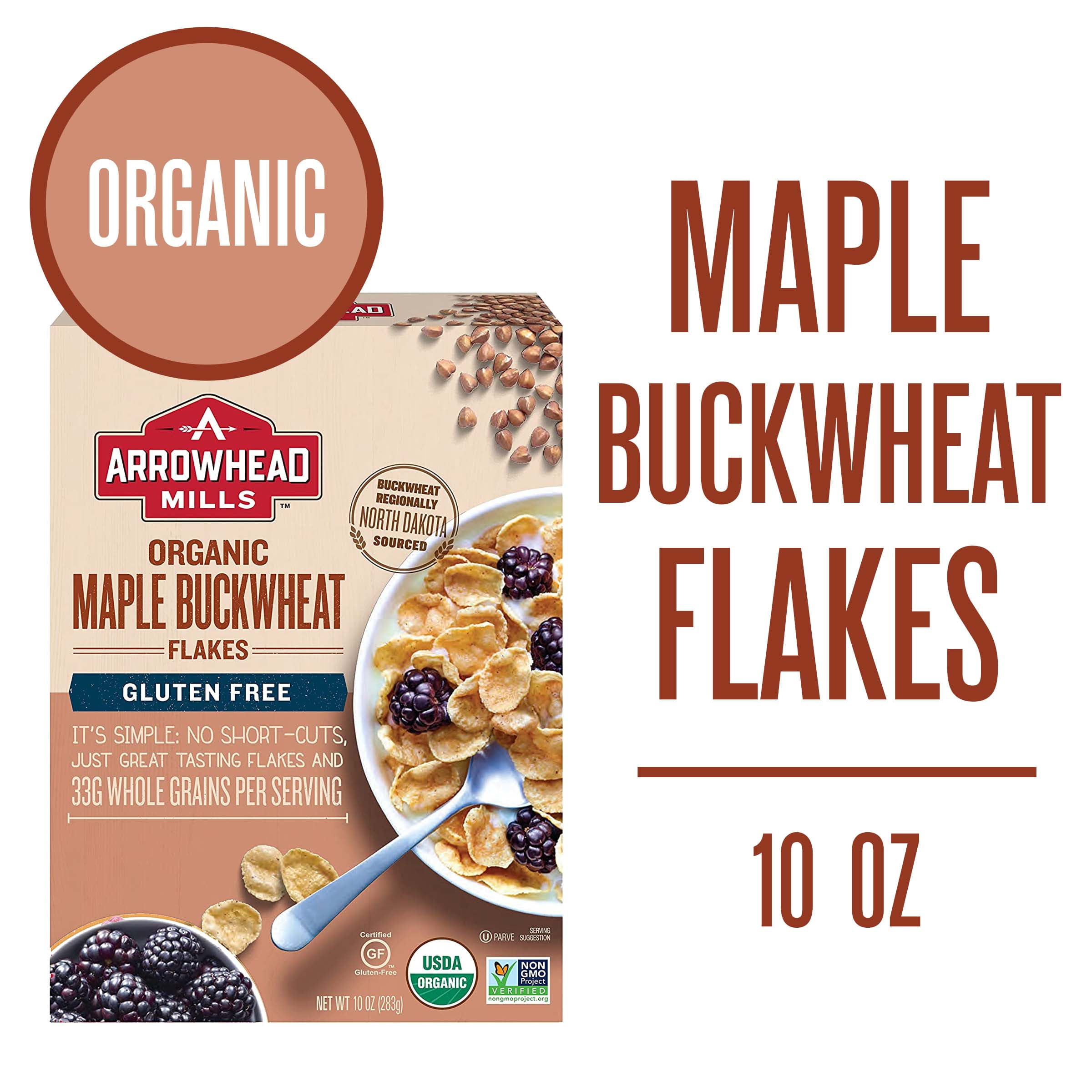 Arrowhead Mills Maple Buckwheat Flakes Organic Cereal, 10 Oz Box