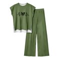 thumbnail image 1 of Pantalones Casuales sin Mangas Impresos con Cuello Redondo Conjunto Superior, Pantalones Ligeros Mujeres para Primavera Verano, 1 of 2