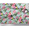 thumbnail image 2 of Soimoi Rayon Crepe Fabric Bird,Leaves & Rose Floral Print Sewing Fabric Yard 46 Inch Wide, 2 of 3