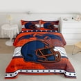 thumbnail image 2 of jejeloiu Football Game Helmet Full Size Comforter Sets,Deepblue Orange White Bedding Sets For Rugby Gamer Reversible 3-Piece, 2 of 8