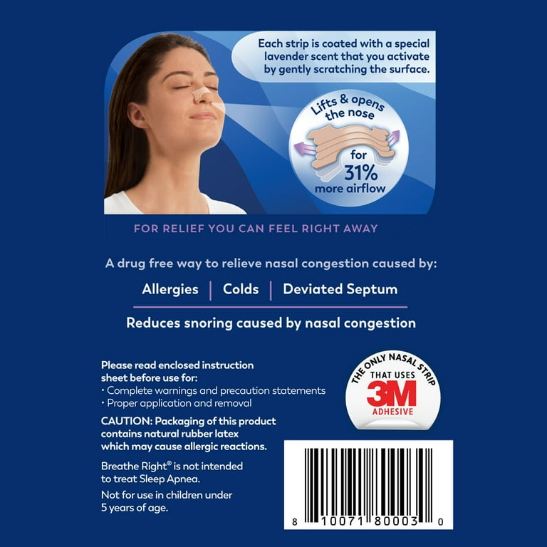 Breathe Right Original Nasal Strips, Tan Nasal Strips, Sm/Med, Help Stop  Snoring