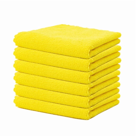 Microfiber Cleaning Cloths, 6 Pack Cleaning Rags for Kitchen, Lint Free, Scratch-Free, Highly Absorbent, and Reusable Cleaning Towels for House, Window and Glass, Cars, 11.8X11.8 inch Yellow