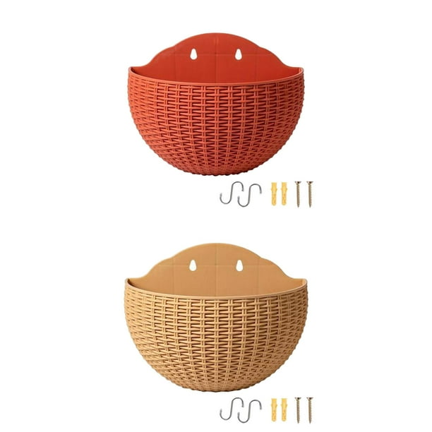 2x Maceta de pared moderna Colgadores de macetas de autorriego Contenedores colgantes Florero rojo Cola Jardinera colgante