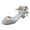 Silver, variant on Linfrsh Mary Jane Heels Girls Mary Jane Glitter Wedding Party Dress Shoes Princess Flower Strap Shoes(Silver,Size1.10)