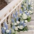 thumbnail image 3 of 6 Pcs Artificial Delphinium Silk Flowers Topboutique Plastic Long Stalk Fake Larkspur with Leaf Faux Hyacinth Flowers for Tall Vase Tabletop Wedding Arrangements Home Decor Dark Blue, 3 of 7