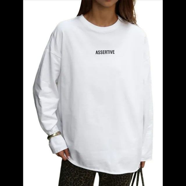 Camisetas de Larga Extragrandes para Mujer 2025, Camisetas Básicas de Cuello Redondo, Tops de Otoño, Ropa Informal de Entrenamiento Y2K XL