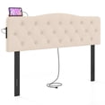 thumbnail image 1 of Gymax Headboard for Queen & Full Size Bed Tufted Upholstered Head Board w/2AC Outlets Beige, 1 of 10