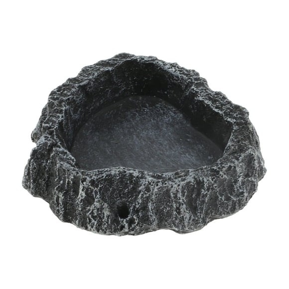 Plato de comida para reptiles Unique Bargains de resina, plato de comida para lagartos, tazón de agua para tortugas 3.54"x3.54"x0.98" Negro, Gris