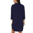 thumbnail image 3 of Beach Coverups for Women 2023 Casual Solid Color Lapel V Neck 3/4 Sleeve Side Slit Mini Sundresses, 3 of 5