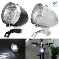 Deago 2 Pcs Vintage Retro Bicycle Bike Front Light Lamp 3 LED Headlight with Bracket (Black Silver)