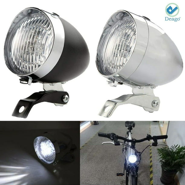 Adolescent schokkend verdwijnen Deago Vintage Retro Bicycle Bike Front Light Lamp 3 LED Headlight with  Bracket (Black) - Walmart.com