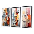 thumbnail image 3 of Designart "Constructed Horizons in Constructivism II" Abstract Framed Wall Art Set Of 3 - Orange Constructivism Frame Canvas Set For Living Room Decor, 3 of 6