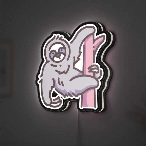 Happy Sloth 3D Novelty Light Box for Playrooms, Kids' Room Decor, Ideal for Jungle Adventurers (Width 12 inch, 30cm)