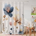 thumbnail image 6 of Shower Curtain Watercolor Flowers Leaf Shower Curtains for Bathroom Decor, Waterproof Polyester Shower Curtain Set with Hooks, Standard Size 72" x 72" Blue Pink Floral Plant, 6 of 9