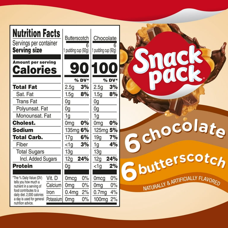 Snack Pack Chocolate & Butterscotch Pudding Cups with Real Milk