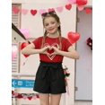thumbnail image 4 of Arshiner Girls 2 Piece Outfit Summer Drop Shoulder Batwing Sleeve Tops and Paperbag Waist Shorts Set Cute Clothing, 4 of 6