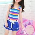 thumbnail image 2 of YunPes Kids Girls Swimsuit Swimwear Summer Holiday Poptical Stripes Sport Splice Swim Skirt Girls Swimsuit Size 12 plus, 2 of 8