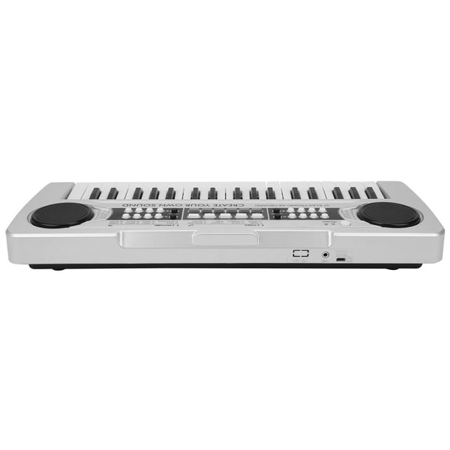Electric Keyboard, Usical Instrument 37 Key for Birthday Christmas Present Brown,Silver