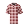 thumbnail image 6 of Plaid Polo Shirts for Women Waffle Button Collared Summer Short Sleeve Tops Lightweight Work Golf Shirt Womens Blouses Red M, 6 of 8