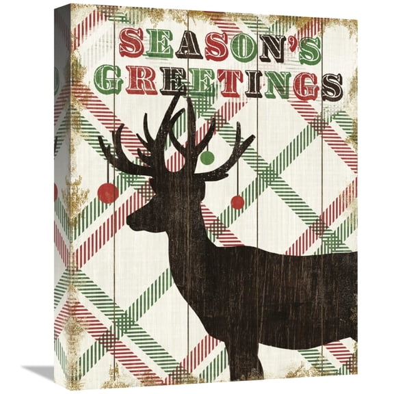 Global Gallery's 'Simple Living Holiday Deer' By Michael Mullan Stretched Canvas Wall Art