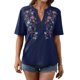 thumbnail image 2 of Camisas Mexicanas para Mujer, Blusa Tradicional de Verano Bordada, Túnica Floral, Cuello en V, Camiseta de Corta. Azul Marino S, 2 of 8