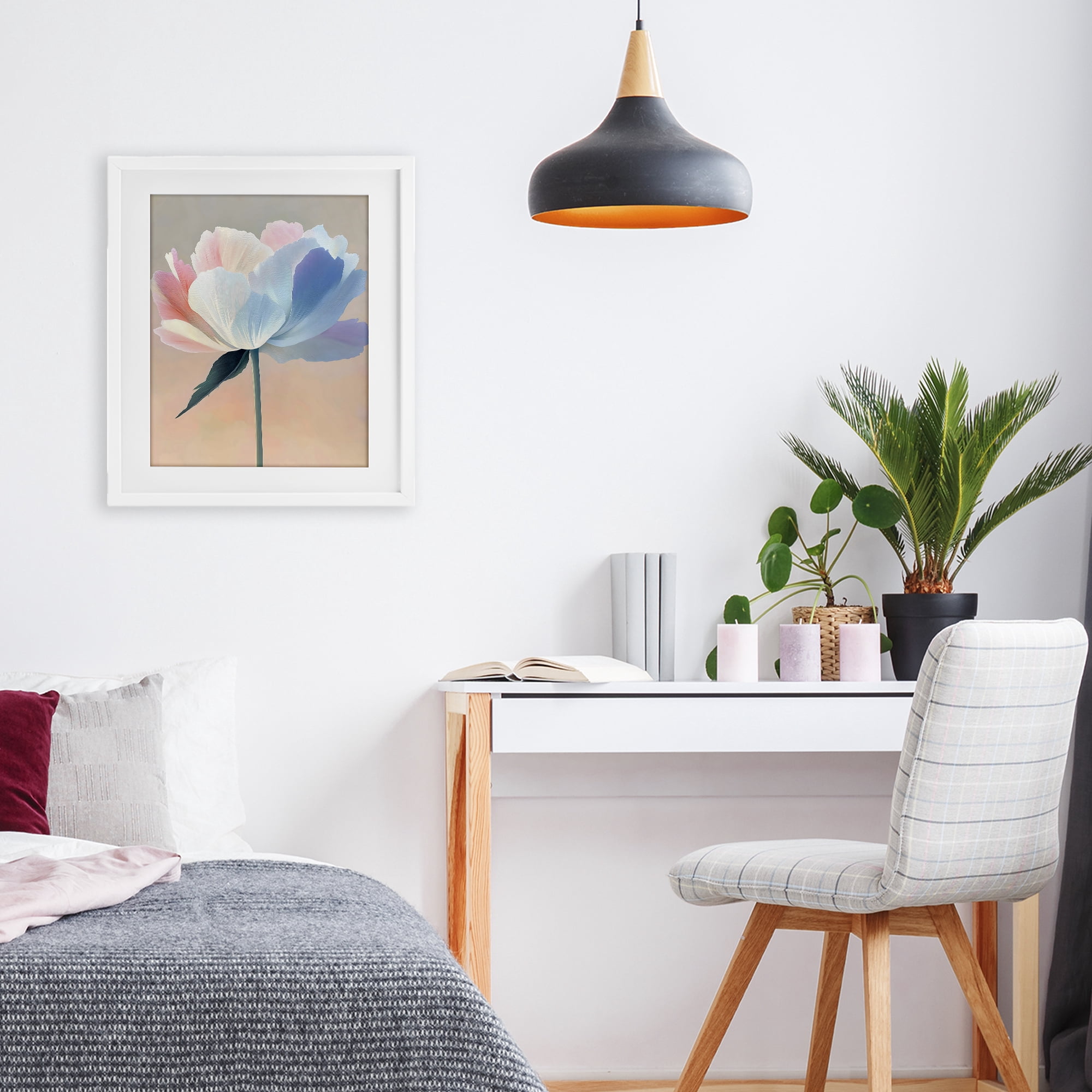 Stupell Industries Pink & Blue Flower Serenity White Framed Print Under Glass, design by The Prints Vibe