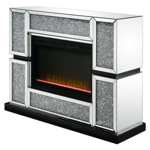 ACME Noralie Fireplace in Mirrored and Faux Diamonds