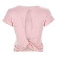 thumbnail image 6 of MIXUE Womens Summer Tops Solid Color Round Neck Short Sleeve Open Back Loose Casual Athletic Yoga Workout Shirts For Women T-shirts Sportwear,Pink,XL, 6 of 9