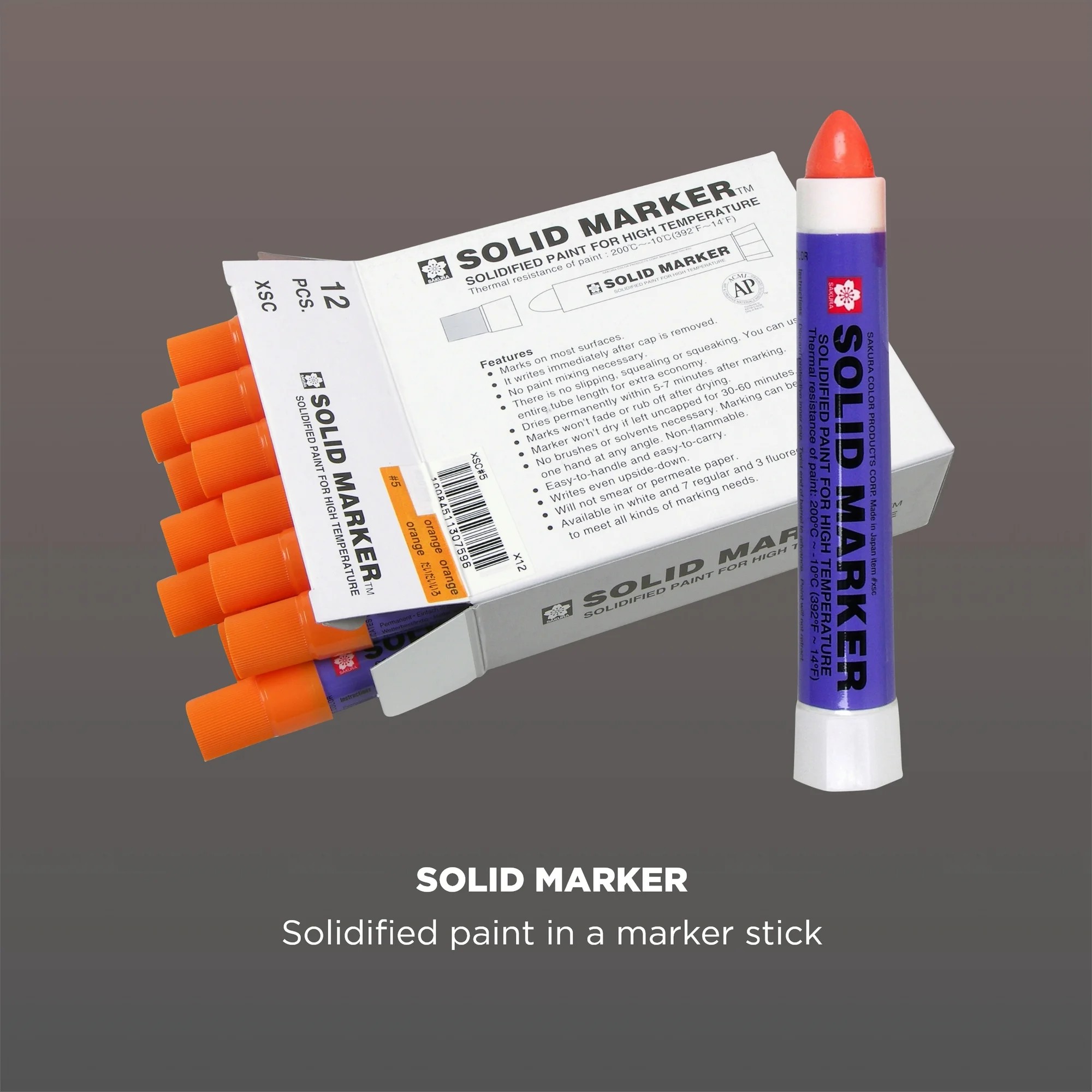Sakura Solid Paint Markers - Permanent Marker Paint Pens - Window, Wood, & Glass Marker - Orange Paint - 12 Pack