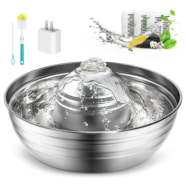 Oneisall Fuente de Agua para Gatos de 2 L/67 Oz, Fuente de Agua de Acero Inoxidable 304 para Gatos en el Interior, Fuente de Agua para Mascotas con 3 Filtros y Bomba Silenciosa, Tazón de Agua para