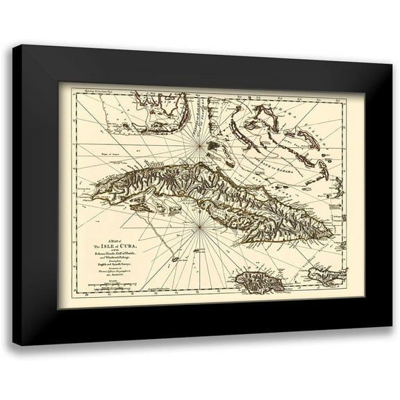 Jeffreys 14x11 Black Modern Framed Museum Art Print Titled - Gulf of Florida United States Bahama Islands Cuba