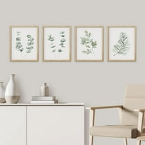 PixonSign Framed Wall Art, Sage Green Wildflower Forest Plant Posters, Set of 4 Floral Botanical Print Wall Decor Prints, Nature Wilderness Wall Décor for Living Room, Bedroom - 8"x10" Natural