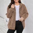 thumbnail image 5 of Women's Casual Fleece Jacket, Full Zip Fuzzy Hooded Jacket, Soft Plush Outerwear, Oversized Winter Coat, Long Sleeve Casual Coat, Warm Loungewear, Pocket Detail Jacket Khaki XXL, 5 of 8